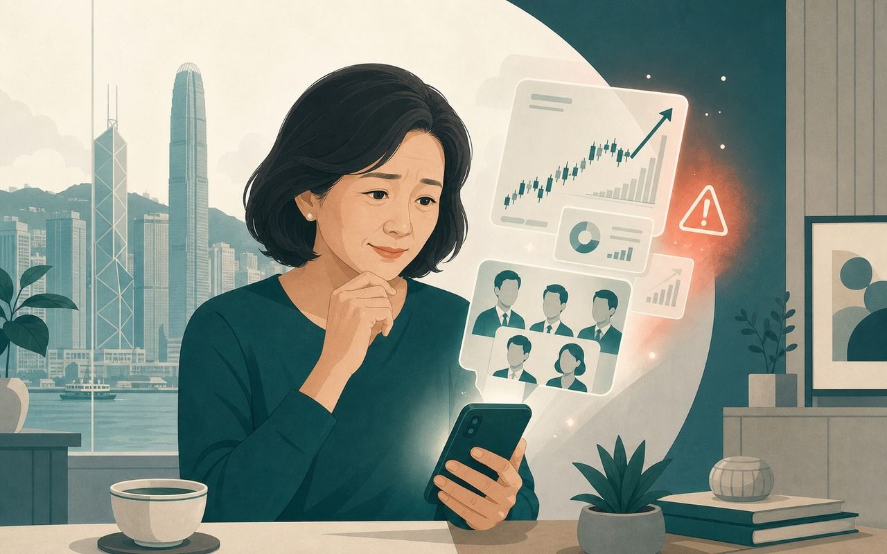 投資詐騙：社交媒體「投資導師」群組騙局示意圖