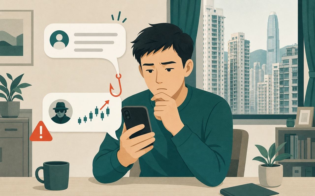 投資詐騙：陌生人「發錯訊息」內幕貼士騙局示意圖
