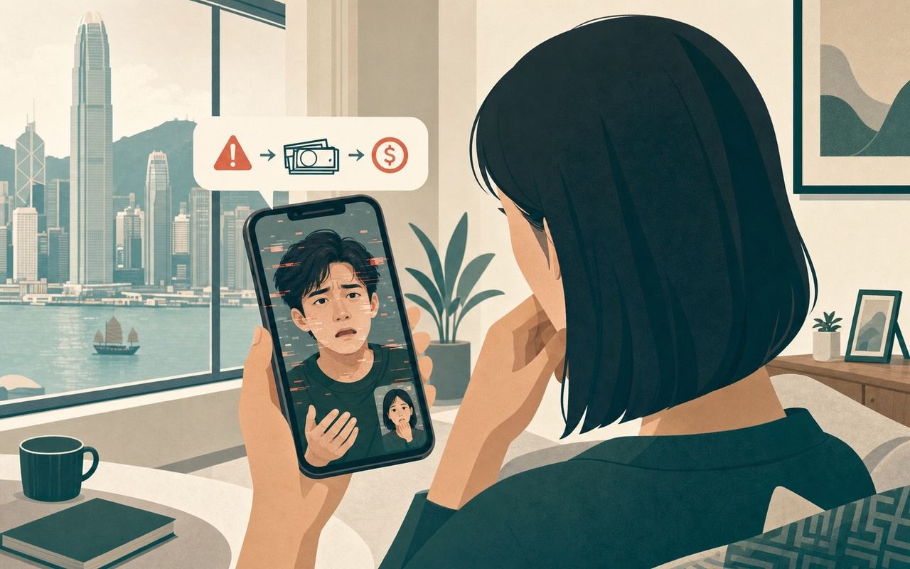 電話騙案：AI深偽合成親友求救示意圖